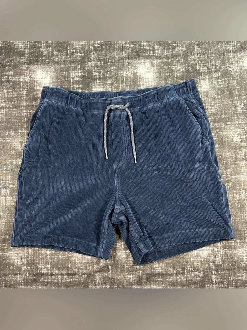 Faherty Brand Drawstring Cord Shorts Mens XL (34x6) Navy Blue Stretch Corduroy